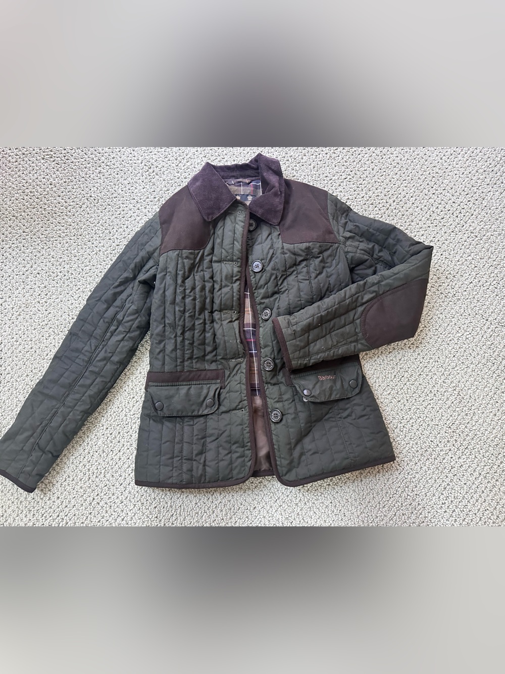Barbour RARE quilted elbow patch preppy heritage vintage jacket UK 8 US 4